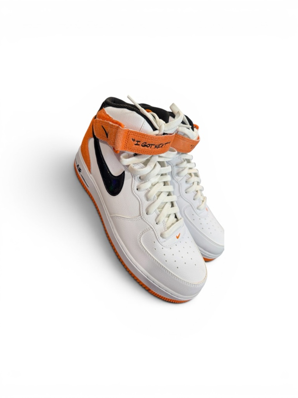 Nike Men's White Orange Black High-Top Sneakers